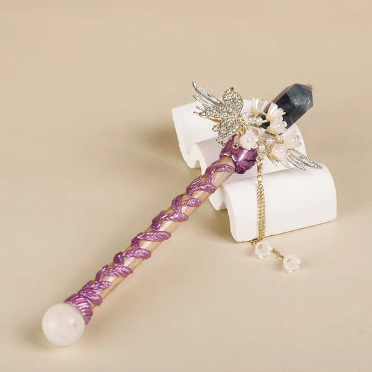 Handmade Crystal Wand, Raw Gemstone Scepter, Natural Magic Wand Green Fluorite