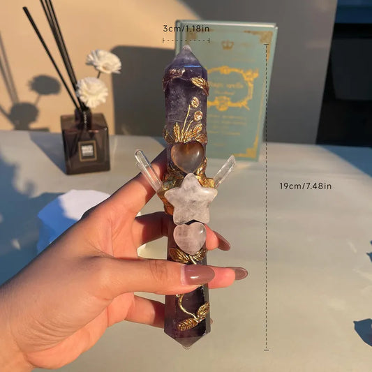 Handmade Crystal Wand Natural Stone Scepter Raw Gemstone Magic Wand Healing Tool White Crystal A - Image 3