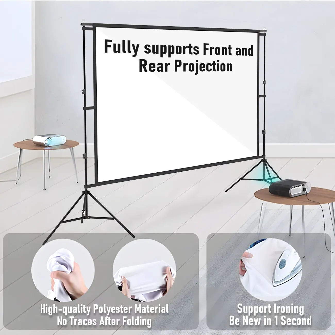 120 Inch Projector Screen with Stand & Carry Bag, 16:9 Foldable Movie Screen, 4K HD Compatible, Indoor & Outdoor Home Theatre - Image 4