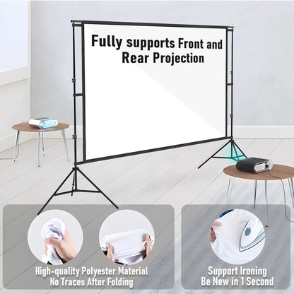 120 Inch Projector Screen with Stand & Carry Bag, 16:9 Foldable Movie Screen, 4K HD Compatible, Indoor & Outdoor Home Theatre - Image 4