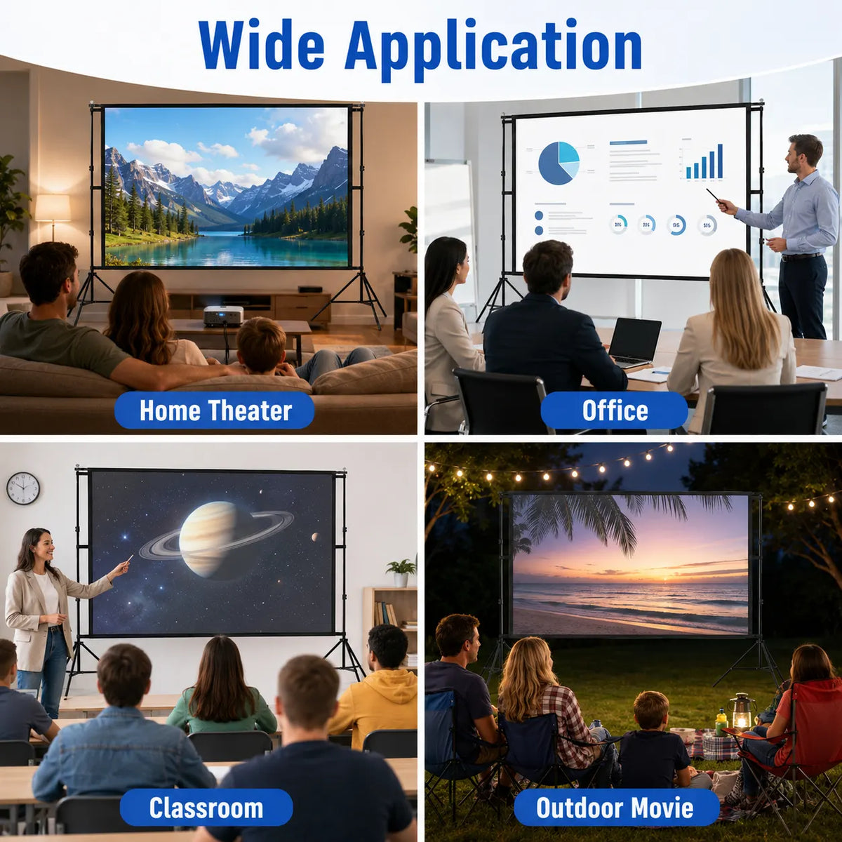 120 Inch Projector Screen with Stand & Carry Bag, 16:9 Foldable Movie Screen, 4K HD Compatible, Indoor & Outdoor Home Theatre - Image 8