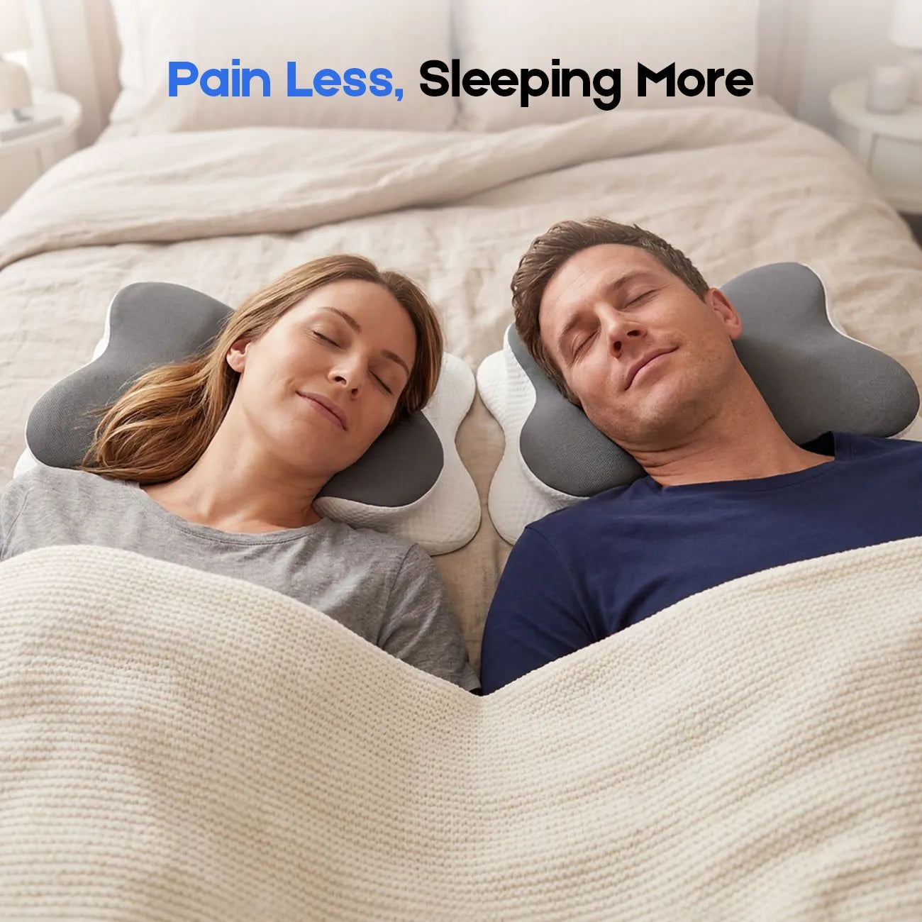 Cervical Pillow with Memory Foam, Ergonomic Contour Neck Support, 2-in-1 Dual Height, Pressure Relief, Grey - Image 6