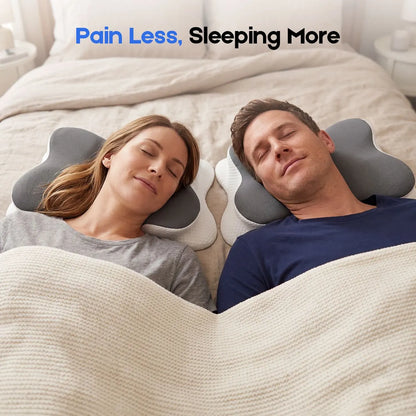 Cervical Pillow with Memory Foam, Ergonomic Contour Neck Support, 2-in-1 Dual Height, Pressure Relief, Grey - Image 6