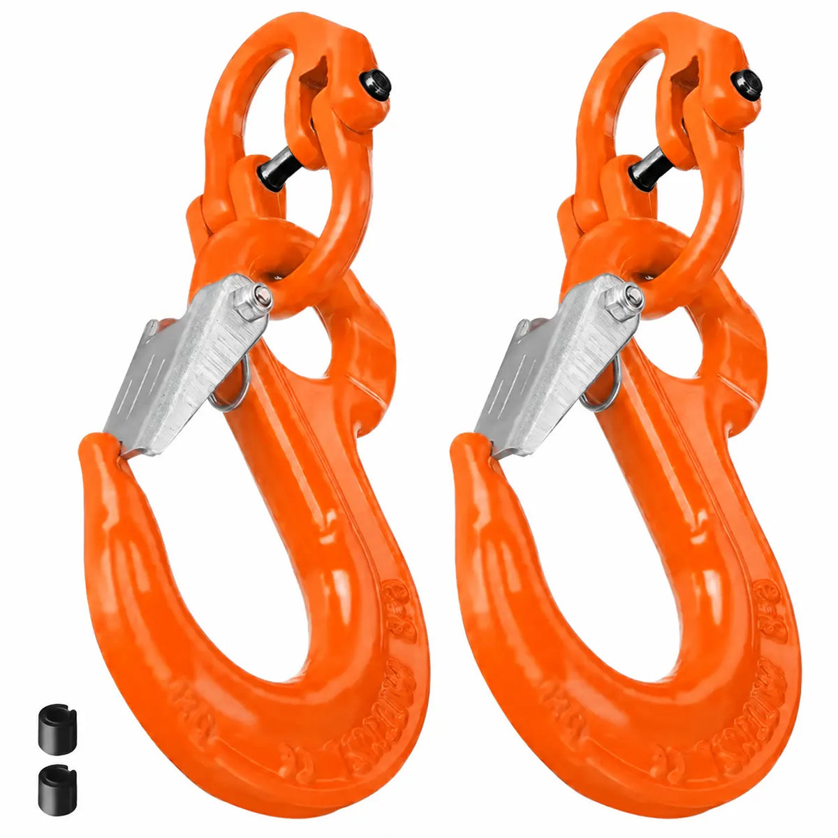 1.12T Sling Hook & Hammerlock Kit, 2 Sets Heavy Duty Trailer Safety Chain Hooks for Caravan, Camper & Boat Trailers-Orange