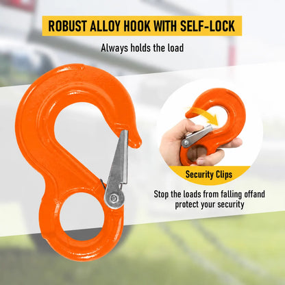 1.12T Sling Hook & Hammerlock Kit, 2 Sets Heavy Duty Trailer Safety Chain Hooks for Caravan, Camper & Boat Trailers-Orange - Image 9