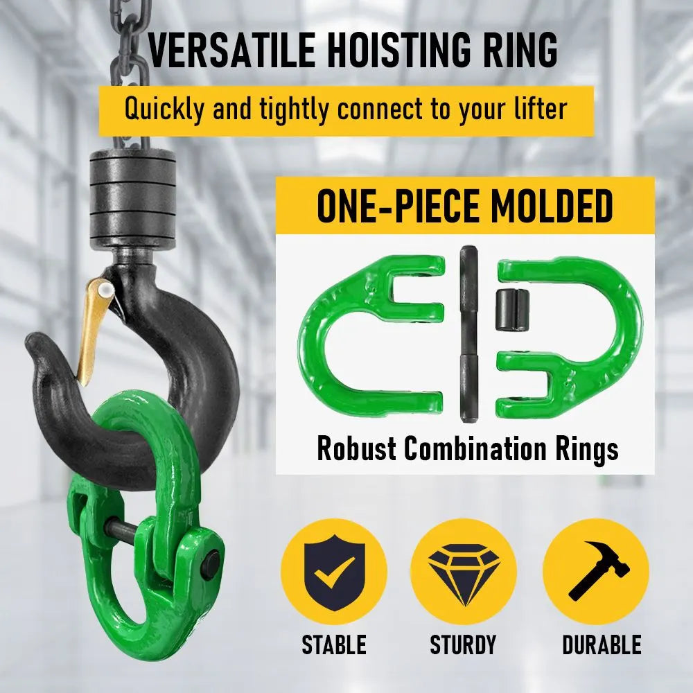 2SETS 2T Sling Hook With Hammerlock Heavy Duty Safety Latch Swivel Winch Hook For Trailer Safety Chain-Green - Image 7