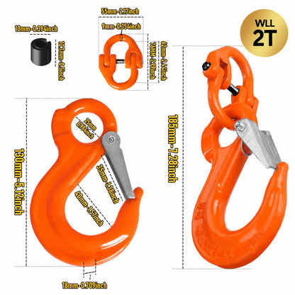2T Sling Hook & Hammerlock Kit, 2 Sets Heavy Duty Trailer Safety Chain Hooks for Caravan, Camper & Boat Trailers-Orange - Image 8