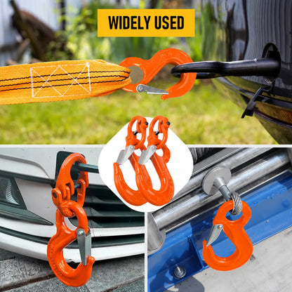 3.15T Sling Hook & Hammerlock Kit, 2 Sets Heavy Duty Trailer Safety Chain Hooks for Caravan, Camper & Boat Trailers-Orange - Image 5
