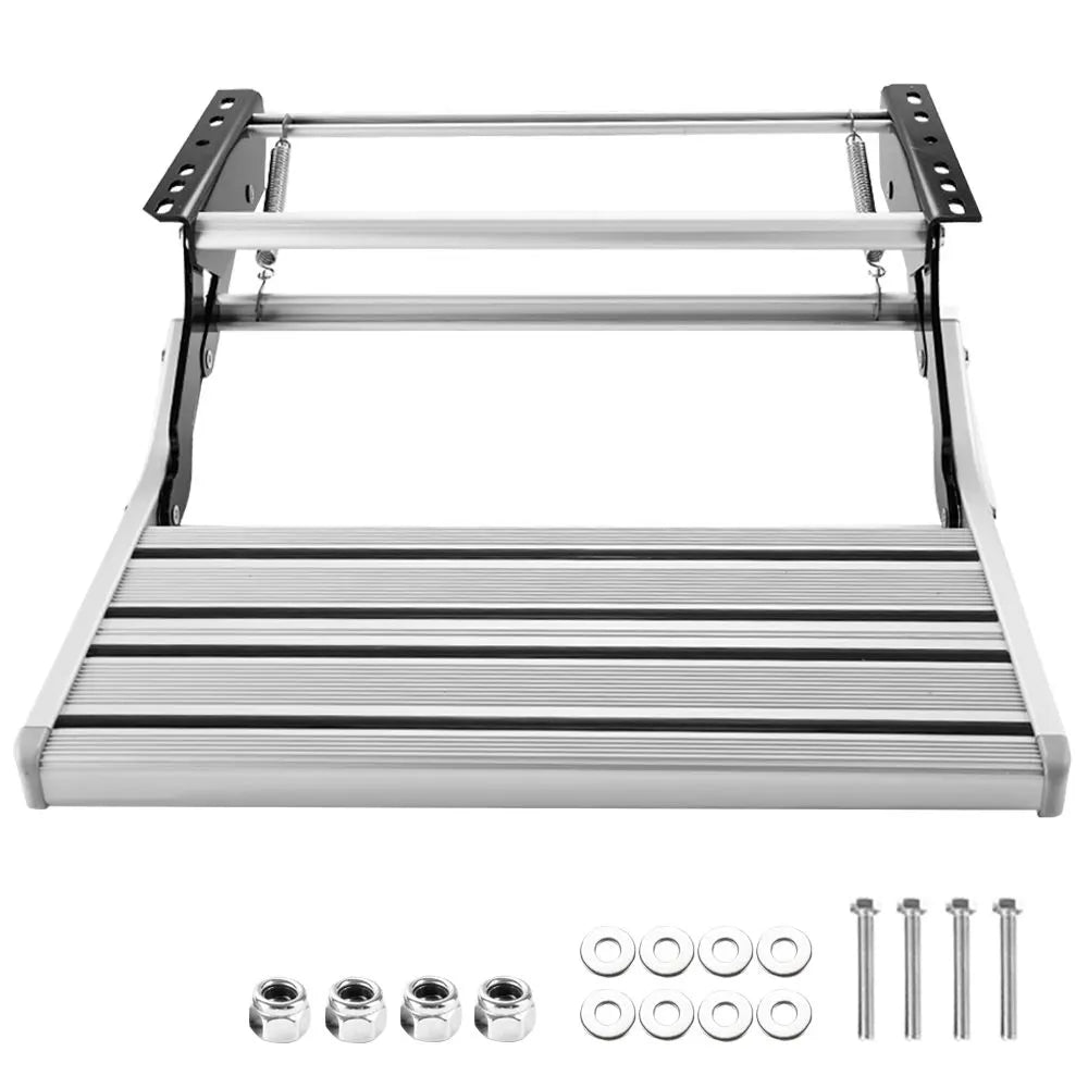 Heavy Duty Pull-Out Caravan Step – Folding Aluminium RV Entry Step, Non-Slip Portable Camping Step, Space-Saving Retractable Design, 58 x 54 x 17cm