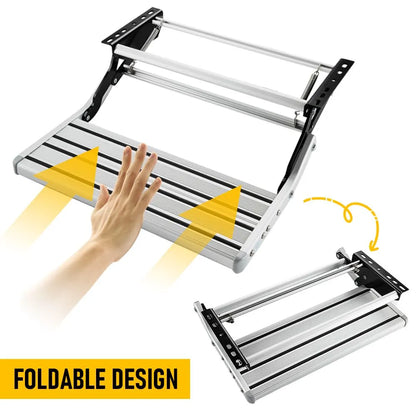 Heavy Duty Pull-Out Caravan Step – Folding Aluminium RV Entry Step, Non-Slip Portable Camping Step, Space-Saving Retractable Design, 58 x 54 x 17cm - Image 3