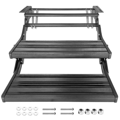 Heavy Duty Double Aluminium Caravan Step – Anti-Slip RV Entry Step, Stable 2-Tier Camping Step, Durable Outdoor Access Step, 54.5 x 77.5 x 30cm