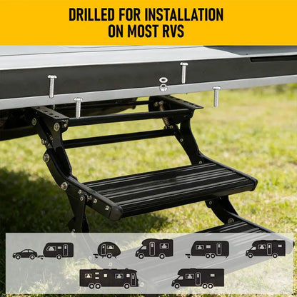 Heavy Duty Double Aluminium Caravan Step – Anti-Slip RV Entry Step, Stable 2-Tier Camping Step, Durable Outdoor Access Step, 54.5 x 77.5 x 30cm - Image 3