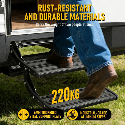 Heavy Duty Double Aluminium Caravan Step – Anti-Slip RV Entry Step, Stable 2-Tier Camping Step, Durable Outdoor Access Step, 54.5 x 77.5 x 30cm - Image 4