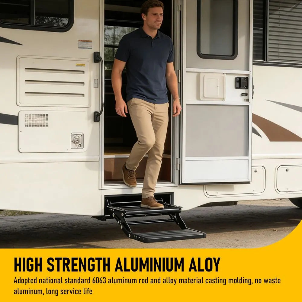 Heavy Duty Double Aluminium Caravan Step – Anti-Slip RV Entry Step, Stable 2-Tier Camping Step, Durable Outdoor Access Step, 54.5 x 77.5 x 30cm - Image 9