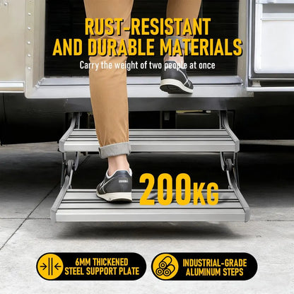 Heavy Duty Double Aluminium Caravan Step – Anti-Slip RV Entry Step, Stable 2-Tier Camping Step, Durable Outdoor Access Step, 54.5 x 77.5 x 30cm - Image 3