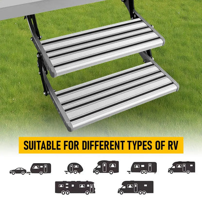 Heavy Duty Double Aluminium Caravan Step – Anti-Slip RV Entry Step, Stable 2-Tier Camping Step, Durable Outdoor Access Step, 54.5 x 77.5 x 30cm - Image 5