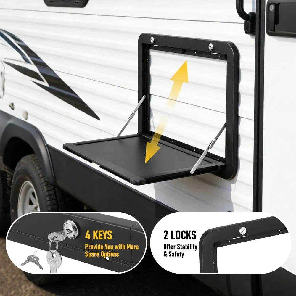Aumerage Aluminium Folding Caravan Table – Lockable, Space-Saving Portable Table with 50kg Capacity, Black - Image 3
