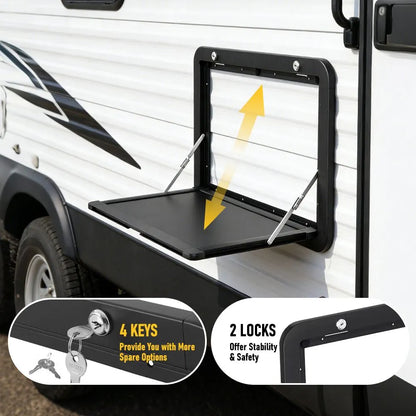 Aumerage Aluminium Folding Caravan Table – Lockable, Space-Saving Portable Table with 50kg Capacity, Black - Image 3