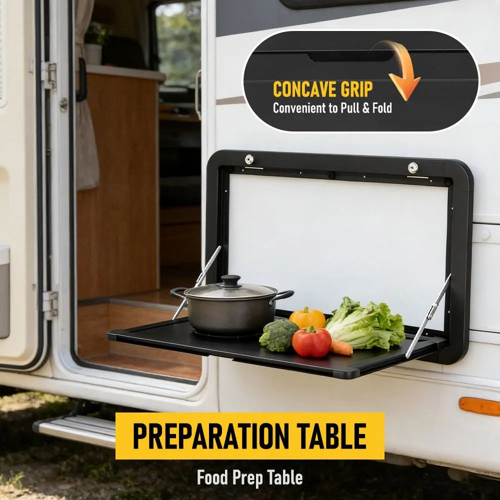Aumerage Aluminium Folding Caravan Table – Lockable, Space-Saving Portable Table with 50kg Capacity, Black - Image 6