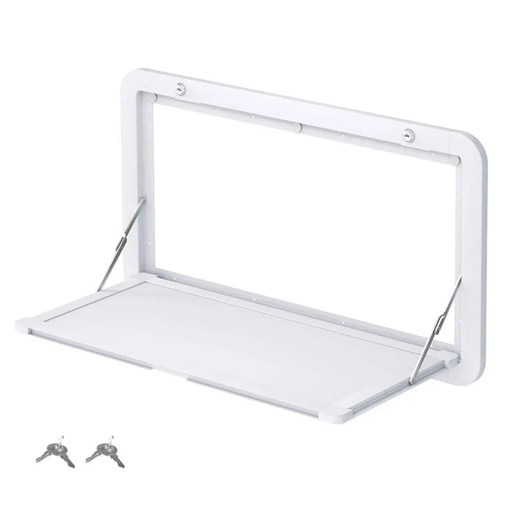 Heavy Duty Folding Caravan Table 800 x 450mm – Full Metal Frame, Lockable, 50kg Max Capacity, White