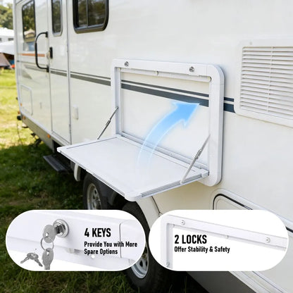Heavy Duty Folding Caravan Table 800 x 450mm – Full Metal Frame, Lockable, 50kg Max Capacity, White - Image 4
