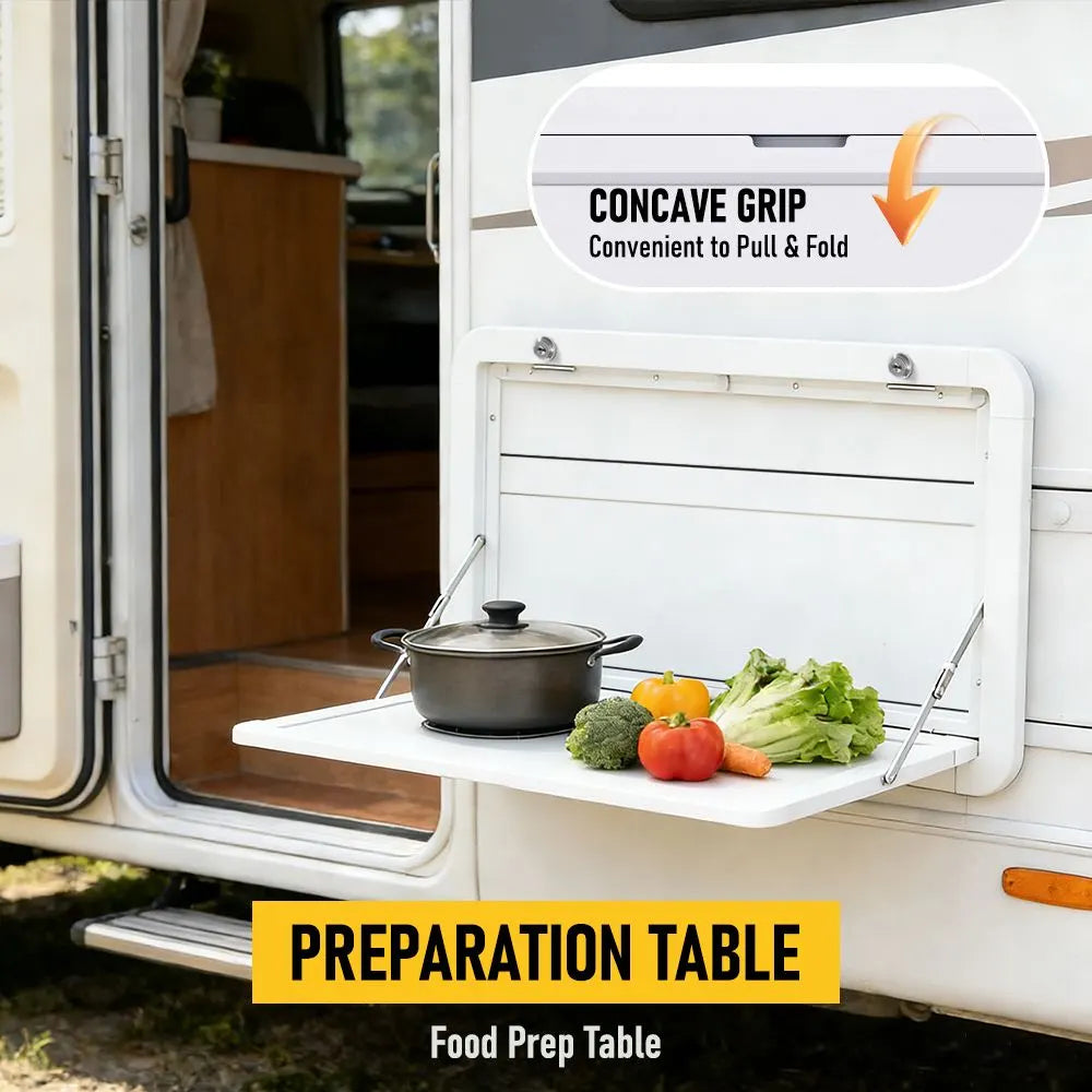 Heavy Duty Folding Caravan Table 800 x 450mm – Full Metal Frame, Lockable, 50kg Max Capacity, White - Image 7