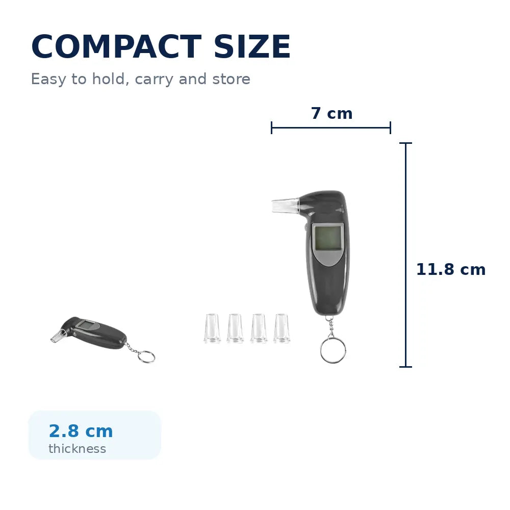 Digital Breathalyser Alcohol Tester LCD 118x70x28mm 4 Mouthpieces Semiconductor Sensor Auto-Off Keychain Portable - Image 2