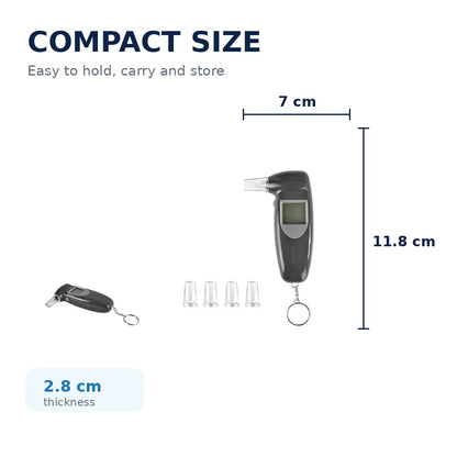 Digital Breathalyser Alcohol Tester LCD 118x70x28mm 4 Mouthpieces Semiconductor Sensor Auto-Off Keychain Portable - Image 2