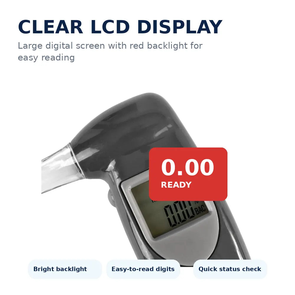 Digital Breathalyser Alcohol Tester LCD 118x70x28mm 4 Mouthpieces Semiconductor Sensor Auto-Off Keychain Portable - Image 3