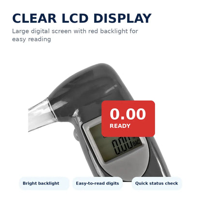 Digital Breathalyser Alcohol Tester LCD 118x70x28mm 4 Mouthpieces Semiconductor Sensor Auto-Off Keychain Portable - Image 3