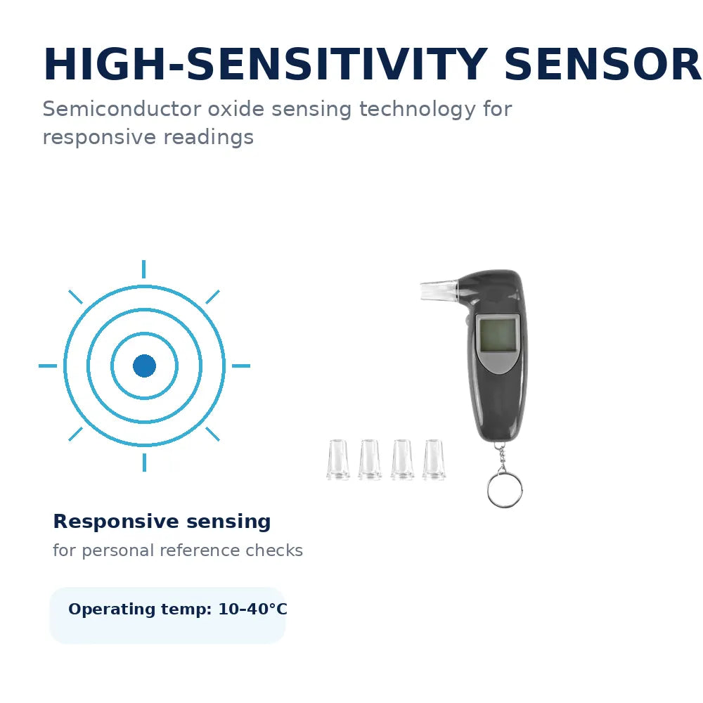 Digital Breathalyser Alcohol Tester LCD 118x70x28mm 4 Mouthpieces Semiconductor Sensor Auto-Off Keychain Portable - Image 5