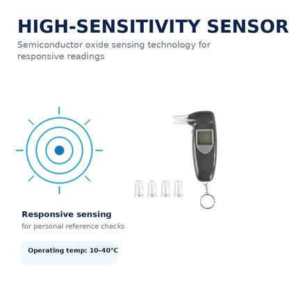 Digital Breathalyser Alcohol Tester LCD 118x70x28mm 4 Mouthpieces Semiconductor Sensor Auto-Off Keychain Portable - Image 5
