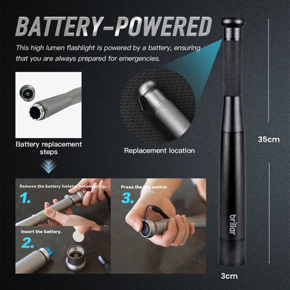 Brillar Aluminium Long Torch - Black - Image 2