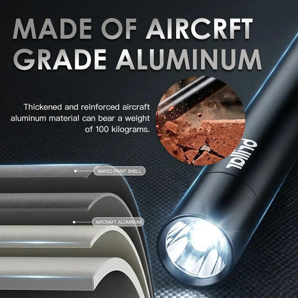 Aumerage 35cm Long LED Flashlight, Aircraft-Grade Aluminum, 3 Modes High/Low/Strobe, Lightweight Outdoor Torch for Camping & Emergency, Batteries Included - Black - Image 8