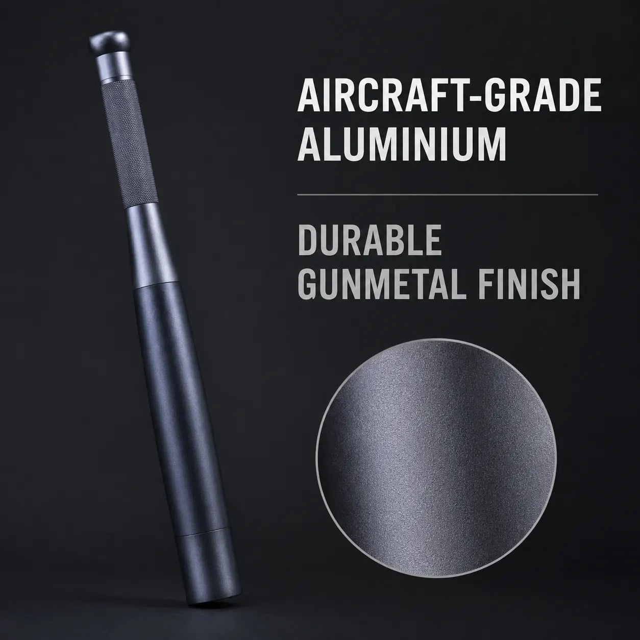 35cm Aluminium LED Torch Flashlight with High Low Strobe Modes, AA Batteries Included, Lightweight Camping Emergency Safety Light – Gunmetal - Image 6
