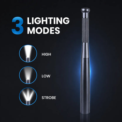 35cm Aluminium LED Torch Flashlight with High Low Strobe Modes, AA Batteries Included, Lightweight Camping Emergency Safety Light – Gunmetal - Image 7