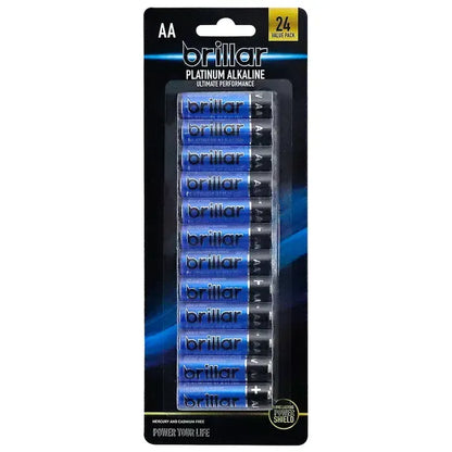 24 Pcs Brillar AA Platinum Alkaline Batteries
