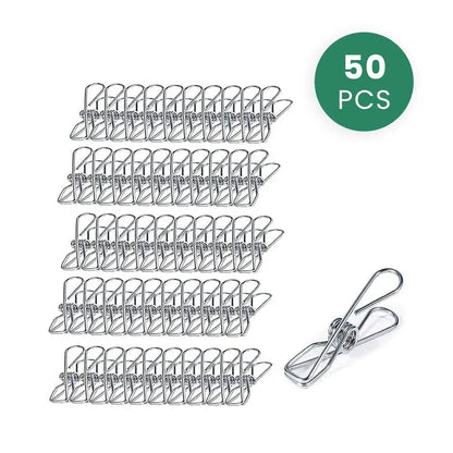50 Pack Stainless Steel Clothes Pegs 5.6cm Rust Resistant Weather Resistant One Piece Wire Laundry Clips