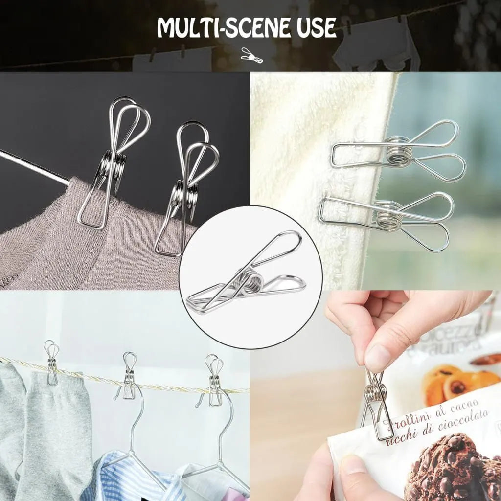 50 Pack Stainless Steel Clothes Pegs 5.6cm Rust Resistant Weather Resistant One Piece Wire Laundry Clips - Image 3