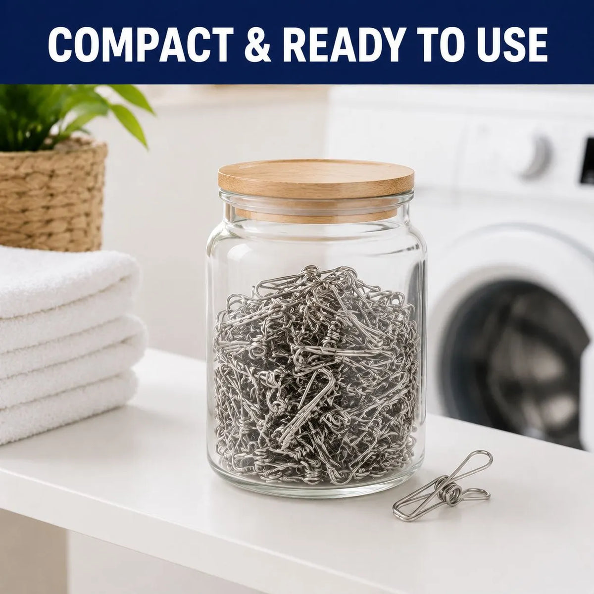 50 Pack Stainless Steel Clothes Pegs 5.6cm Rust Resistant Weather Resistant One Piece Wire Laundry Clips - Image 6