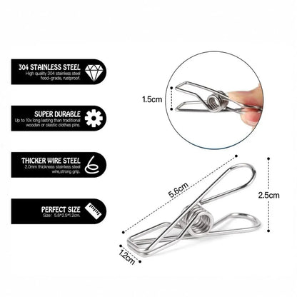 50 Pack Stainless Steel Clothes Pegs 5.6cm Rust Resistant Weather Resistant One Piece Wire Laundry Clips - Image 9
