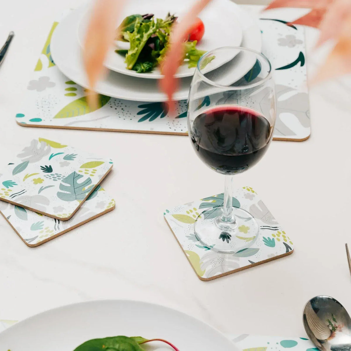 8 Pcs Clevinger  MDF Placemats and Coasters Monstera - Image 3