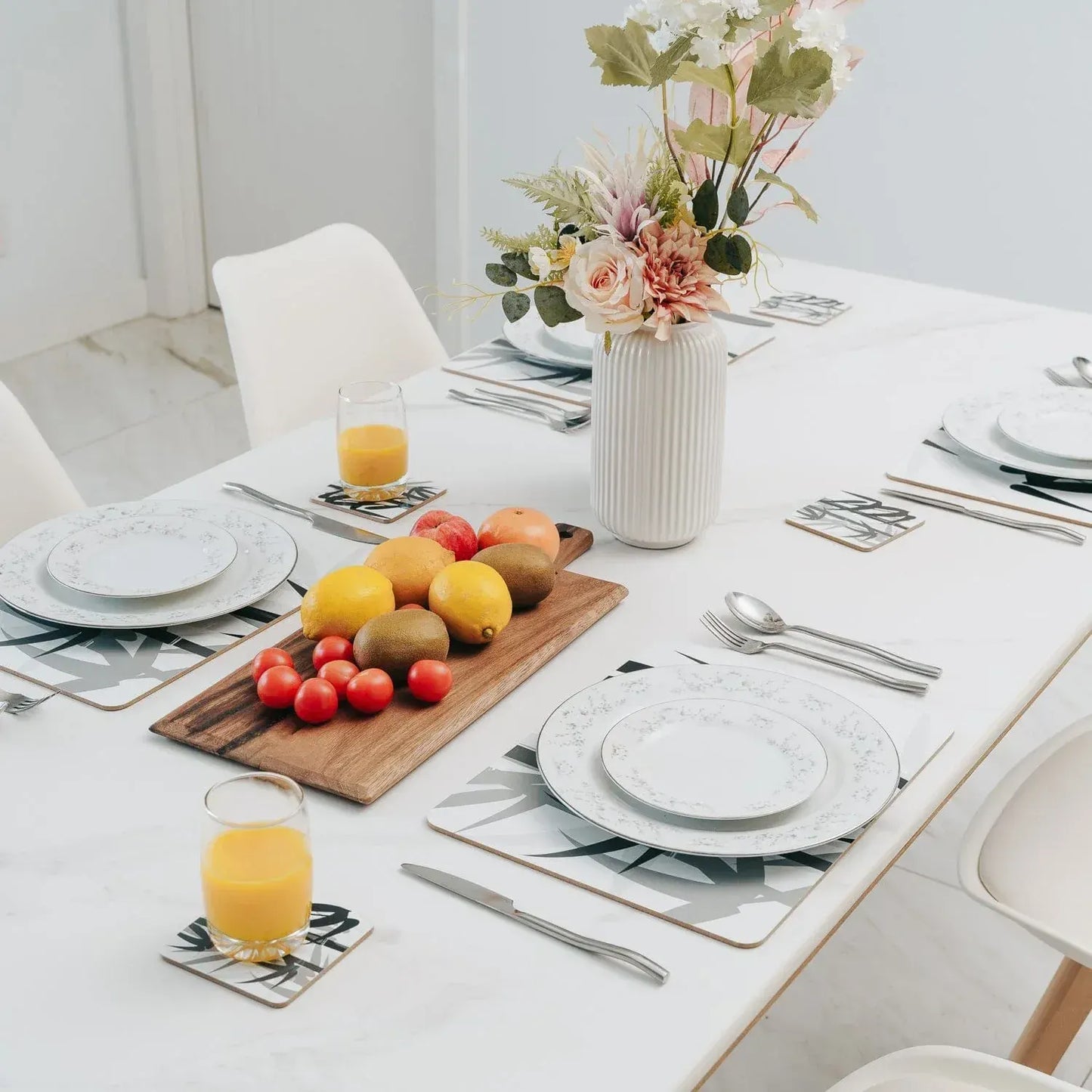 8 Pcs Clevinger MDF Placemats and Coasters Bamboo - Image 3