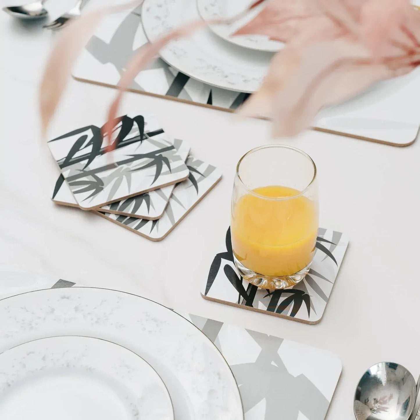 8 Pcs Clevinger MDF Placemats and Coasters Bamboo - Image 4