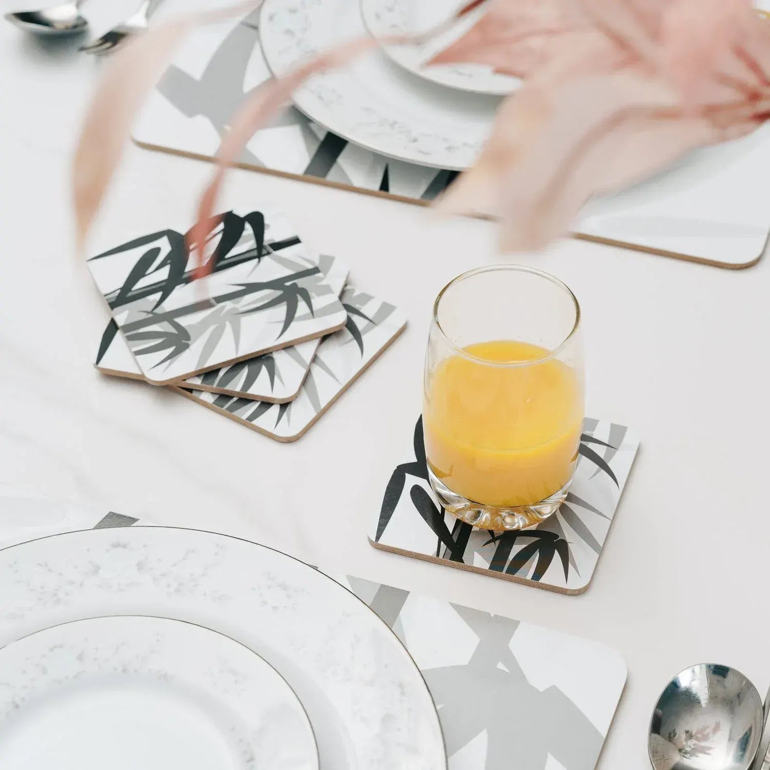 8 Pcs Clevinger MDF Placemats and Coasters Bamboo - Image 4