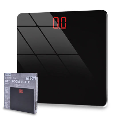 Aumerage Digital Glass Bathroom Scale 180kg 26x26cm LED 100g Auto-On kg/lb