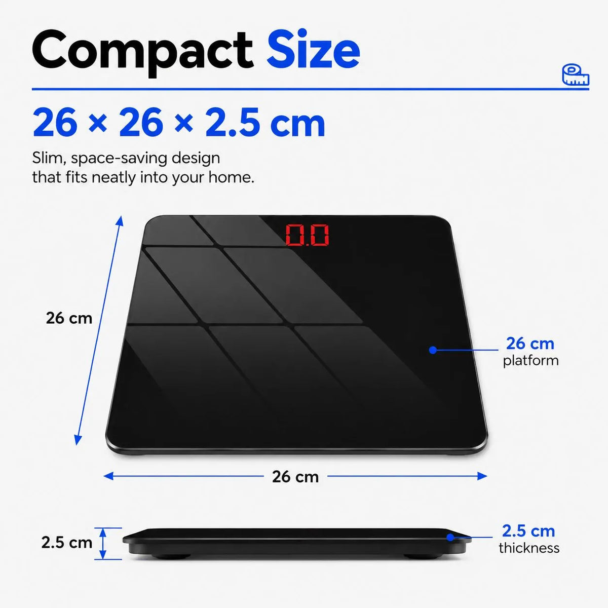 Aumerage Digital Glass Bathroom Scale 180kg 26x26cm LED 100g Auto-On kg/lb - Image 6