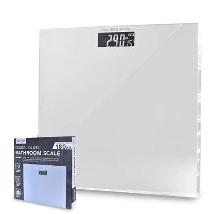 Aumerage Digital Glass Bathroom Scale 180kg Tempered Glass LED Display kg/lb Weight Scale26 x 26 x 2.5cm