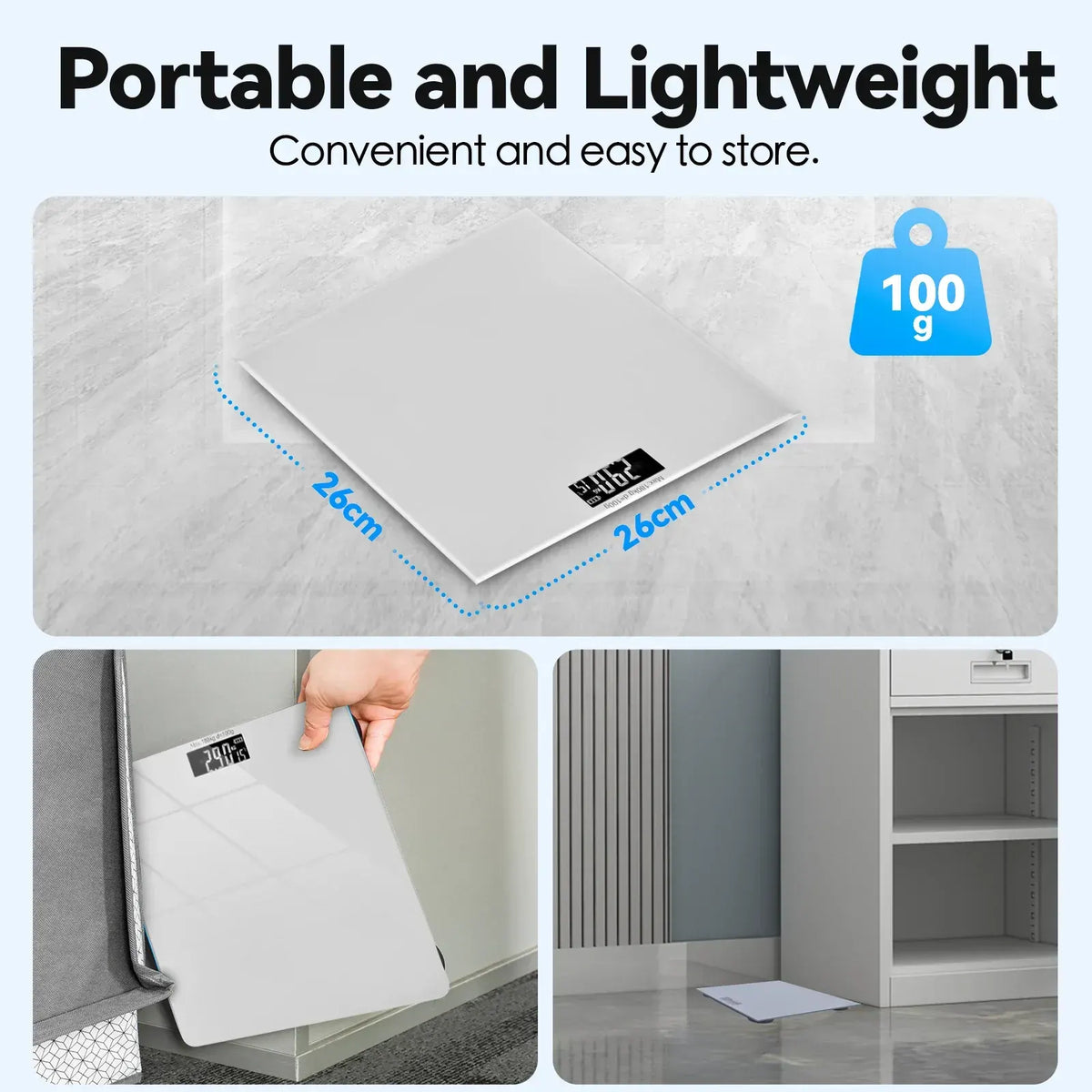 Aumerage Digital Glass Bathroom Scale 180kg Tempered Glass LED Display kg/lb Weight Scale26 x 26 x 2.5cm - Image 5