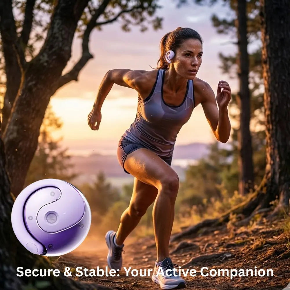 Open Ear Wireless Headphones Earphones Bluetooth 5.4 On Ear Sport Gym Earbuds-Purple - Image 4